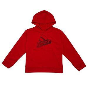 Adidas Kids Red Hoodie Sweatshirt Size 6 Regular Fit 100% Polyester.